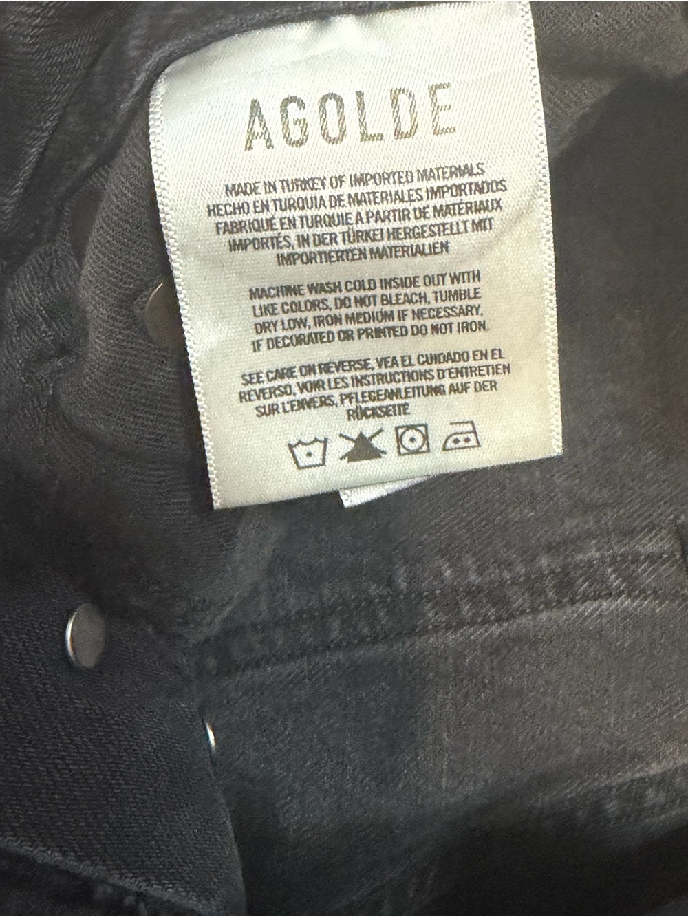 AGOLDE Riley High Rise Straight Crop Jeans 24 Black Washed Distressed Hem - Picture 6 of 12